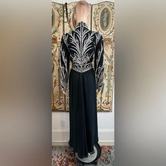 Vintage Black Tie Oleg Cassini Dress - Picture 8 of 16